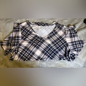 Penningtons Blue and White Checkered V-Neck Tee